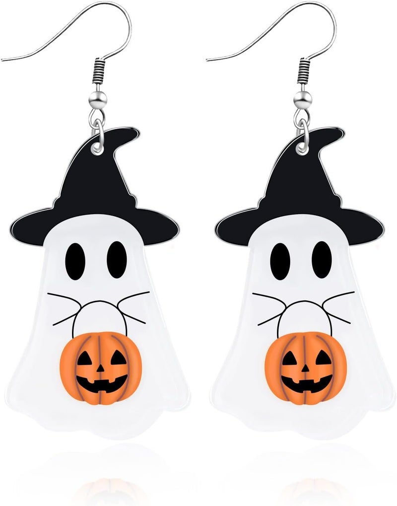 mintolex Acrylic Halloween Earrings Black Skull Bat Drop Dangle Earrings for Women Fun Cute Spooky Halloween Holiday Costume Jewelry - Image 1